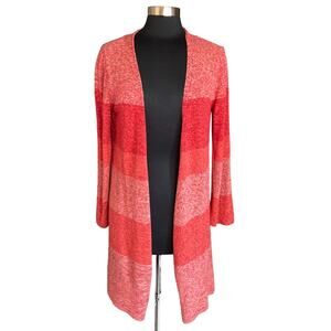 Coldwater Creek Colorblock Long Cardigan Sweater Orange Red Size Medium Fall